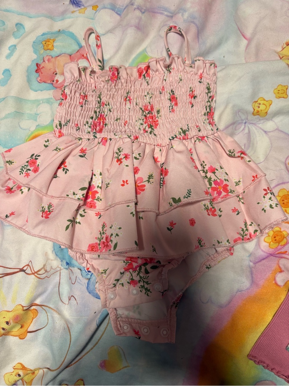 7/$30 Pink Floral Ruffle Baby Romper